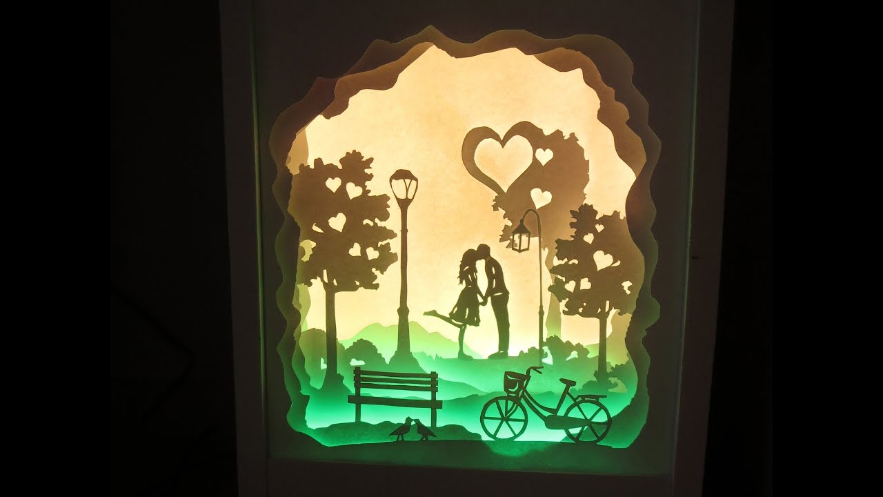 PaperArt] How to make love at first sight lightbox papercut _