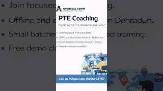 PTE Classes in Dehradun | Online &amp; Offline PTE Coaching | Study Abroad तैयारी #shorts