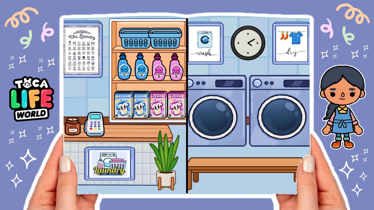 Toca Boca Laundry Shop Quiet Book Toca Boca Paper Doll House Tutorial 5 YouTube