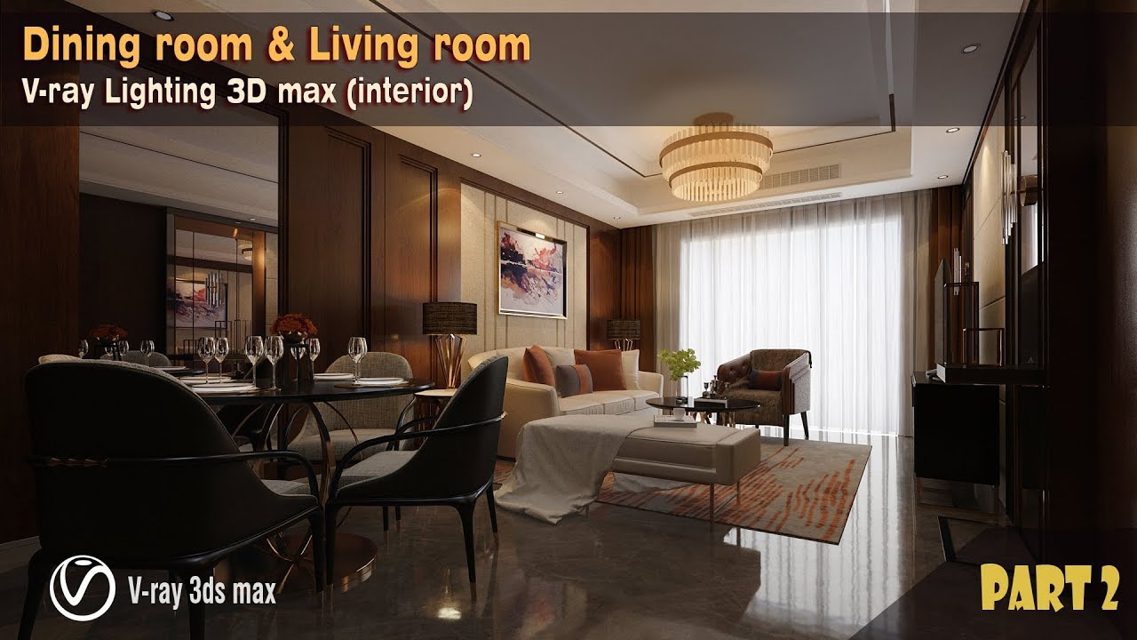 Vray lighting - 3D max living room interior Part 2 - YouTube