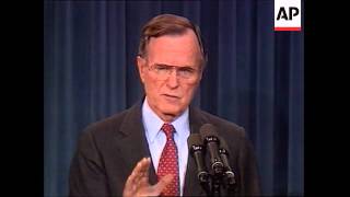 President George H.W. Bush holds a press conference to announce his plans to resolve the Savings and