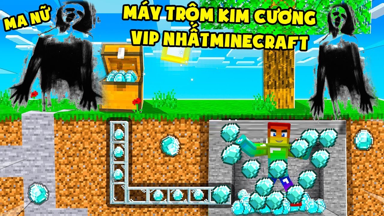 NẾU NOOB SỞ HỮU MÁY TRỘM KIM CƯƠNG VIP NHẤT TRONG MINECRAFT ** NOOB TRỘM KIM CƯƠNG CỦA MA NỮ ??