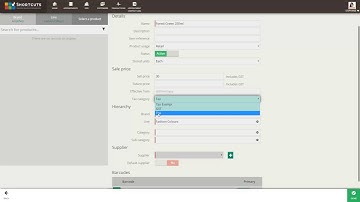 Shortcuts Live - Adding a brand, line and product
