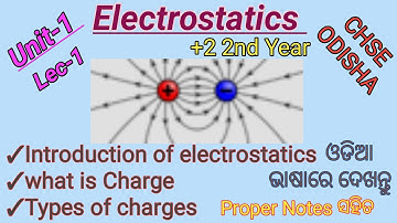 Chse odisha// Electrostatics +2 2nd year Physics in Odia by Sushanta sir//Unit-1//lecture-1.