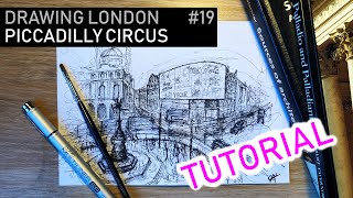 HOW TO DRAW Piccadilly Circus - Drawing London #19 TUTORIAL