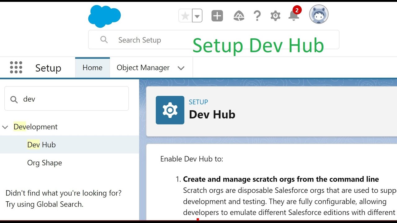 Salesforce CumulusCI Trailhead 2.2a Enable Dev Hub - YouTube