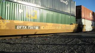 EBD Union Pacific Railroad #8763 meets WBD #8558 stack train in Colfax, CA 9/27/13