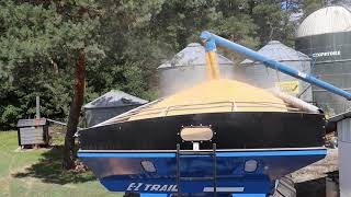 empty grain bin of corn and combine rye