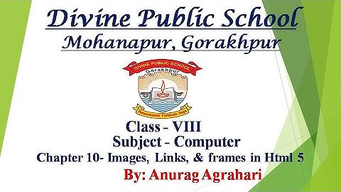 Class - 8 Sub - Computer Ch- 10 (Images, Links and Frames in HTML 5)