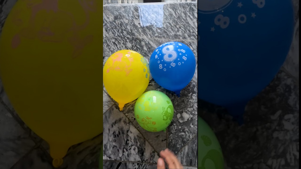 POV: Yellow Lion Balloon VS Green Monkey Balloon VS Blue Number Balloon Drop Test 💦🎈 | ASMR in 4K