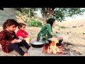 Endless motherly love zahra and her two little girls on their mountain farm 