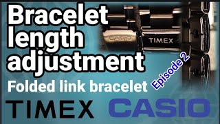 Folded link bracelet length adjustment for Casio and Timex entry level watch #watchandmoreIndia #diy