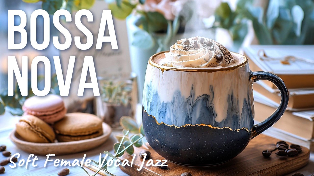 Relaxing Bossa Nova Café | Soft Female Vocal Jazz for Work & Study ☕ | Marble Latte Desk Glow (3h)