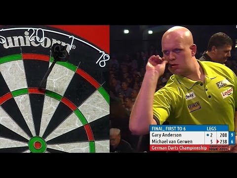 INCREDIBLE DARTS! Michael van Gerwen v Gary Anderson, 2015 German Darts Championship (HD)