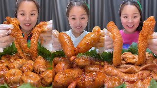 Spıcy Chinese food 🌶 SOSLU ÇİN YEMEKLERİ YEME | Family Mukbang | (Blood sausage, Sheep Brain) 먹방