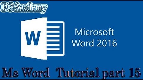 Ms Word Tutorial In pashto Part 15