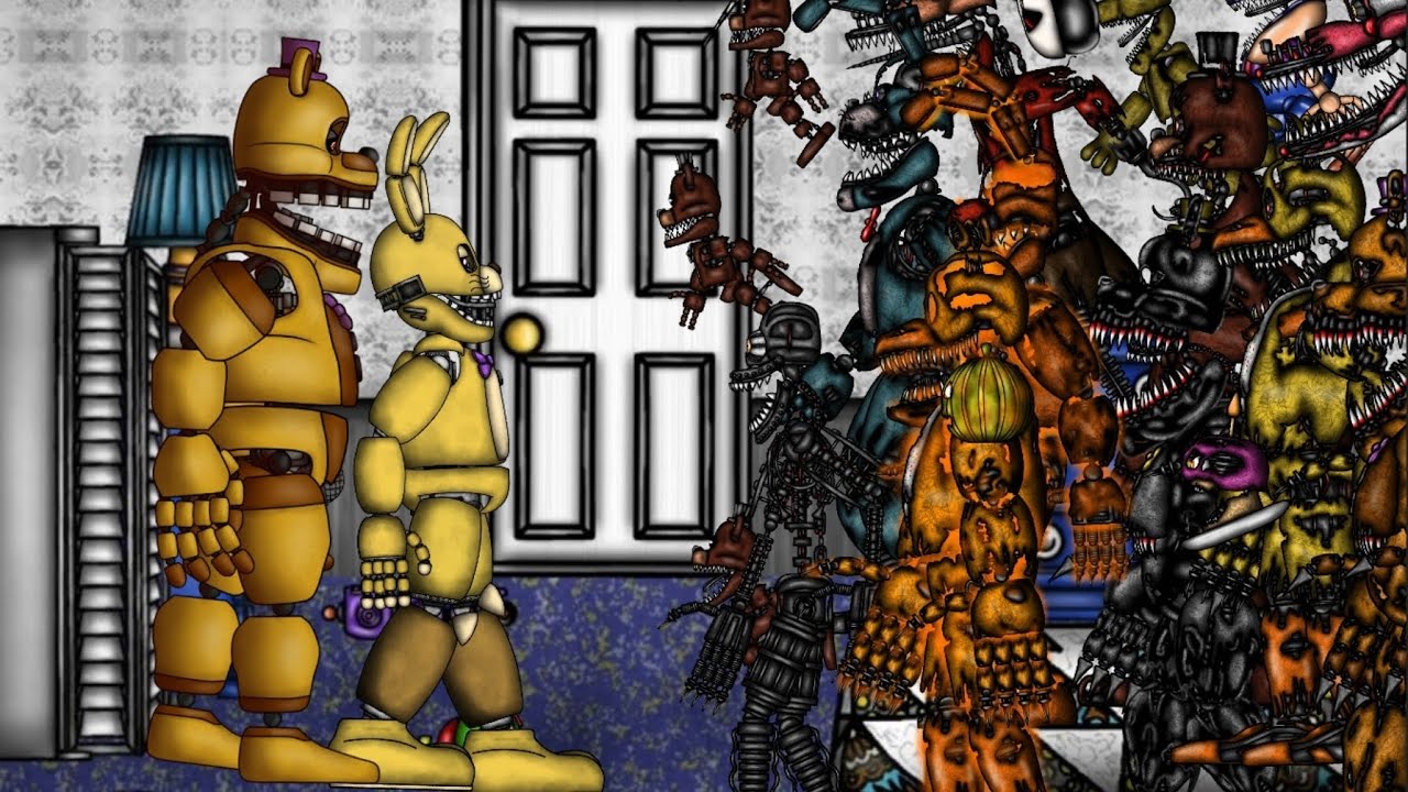 (Dc2/FNAF) Springbonnie & Fredbear vs nightmare animatronics