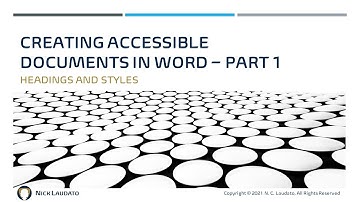 Creating Accessible Documents in Word Part 01 - Headings