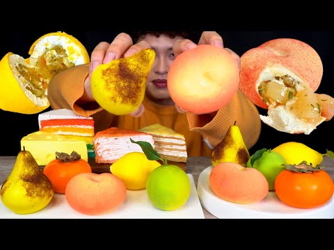 ASMR 과일 한 개에 14,900원???? 과일모양 케이크 에멘탈치즈케이크 크레이프케이크 먹방~! Fruit Cream Cakes With Cheese Cake MuKBang~!