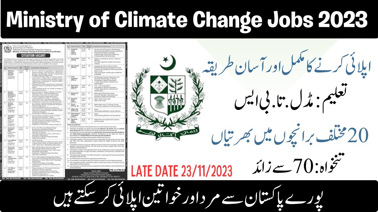 Ministry of Climate Change Jobs 2023 || Latest Govt Jobs in Pakistan 2023 || RB Earning & Tec