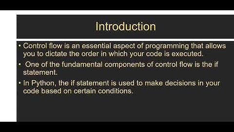 Control Flow   if statement in Python