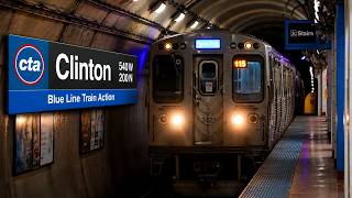 Chicago Transit Authority Blue Line Train Action Clinton Station