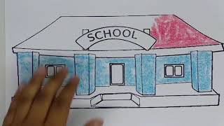 How to Learn Drawing and Coloring Page school building For Kids