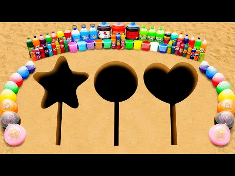 How to Make Star, Circle, Heart Lollipop with Orbeez, Big Coca Cola, Fanta, Mentos & Popular Sodas