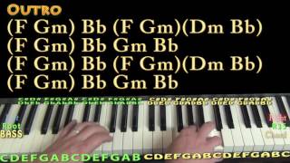 Video thumbnail of "Home (gnash) Piano Lesson Chord Chart in F - Bb F C Dm Gm"