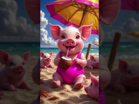 Море волнуется. Милая хрюшка #открытка #красота #арт #cute #нейросеть
