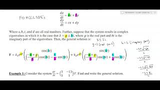Systems of ODE's with Complex Eigenvalues - Part 1
