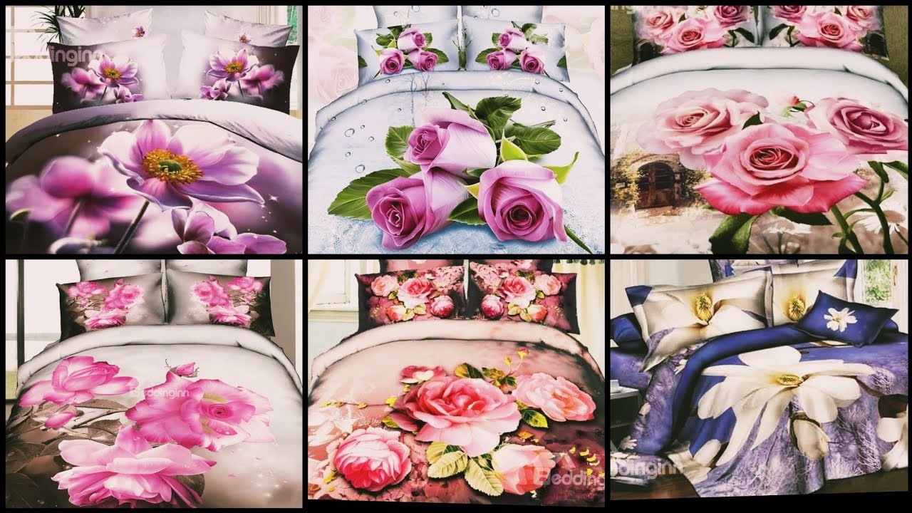 Most Beautiful And Stunning Latest Flower 3d Bedsheets 4 Piece