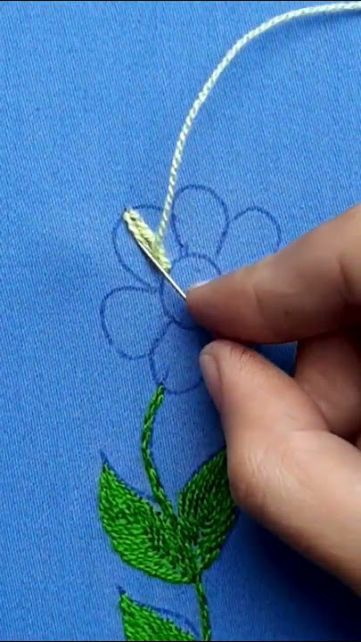 Satin Stitch Flower, French Knot Stitch, Bharwan Tanka, #handembroidery #ytshorts #flower