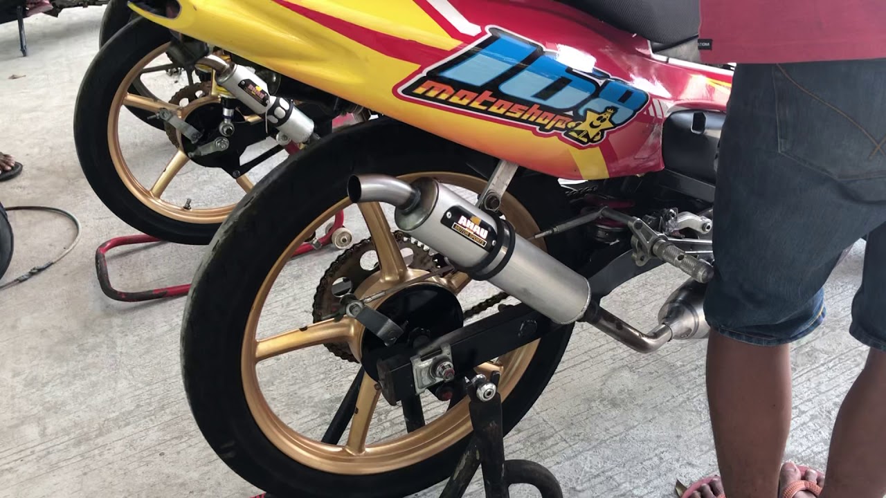 Satria hiu 2tak underbone test knapot kolong ahau speck road race - YouTube