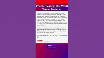 Patch Tuesday, Oct 2024: Vendor Updates