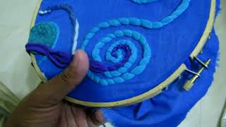 Couching with t-shirt yarn.