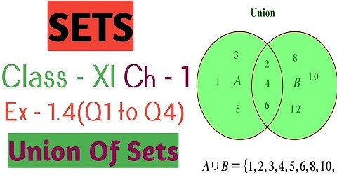 Exercise - 1.4(Q1,2,3&4) Sets Chapter - 1 Class 11th Ncert Solutions | Union of Sets