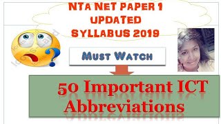 ICT - Important Abbreviations NTA UGC NET Paper 1 Part 2