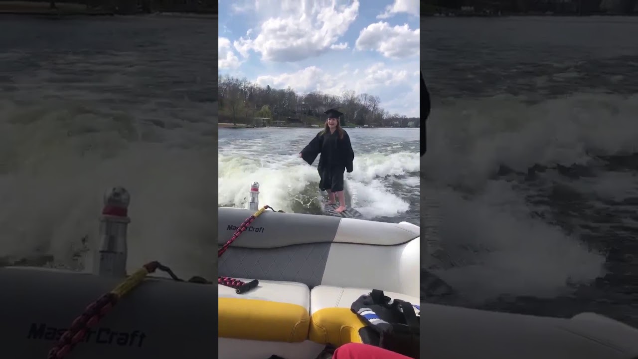 Girl Celebrates her Graduation by Wakesurfing Wearing Graduation Gown 1119852 YouTube
