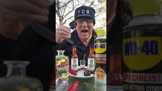 Guy eats hot peppers covered in hot sauce...