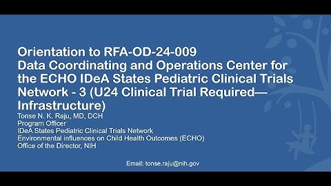 Webinar for ECHO ISPCTN Funding Opportunity RFA-OD-24-009: Data Coordinating and Operations Center