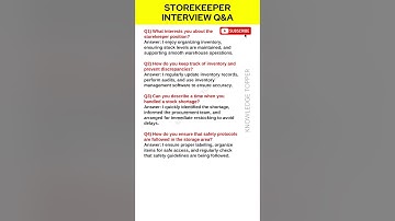 Store Keeper Job Interview Questions and Answers | Store Keeper Interview Questions and Answers