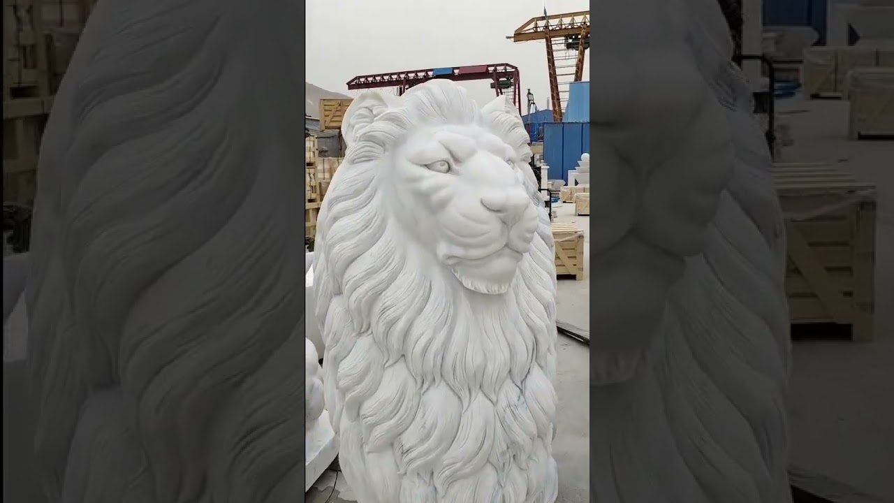 Marble lion sculptures