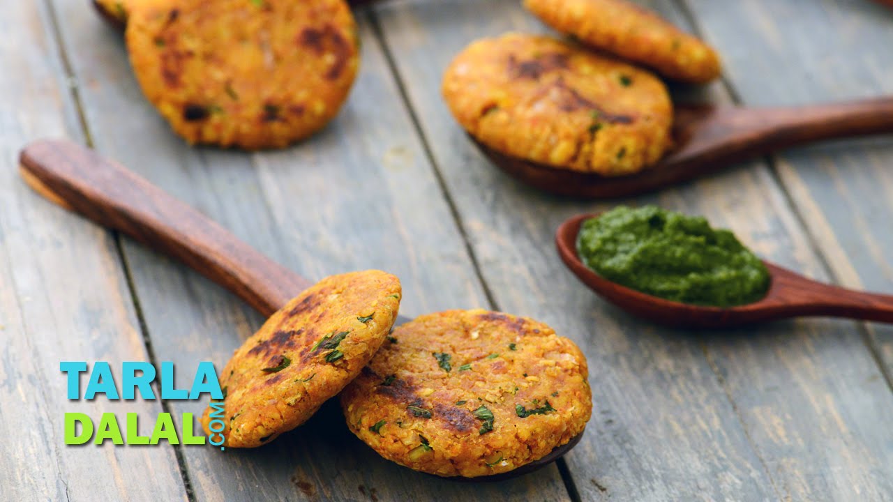 Oats Moong Dal Tikki (Healthy Snack) by Tarla Dalal