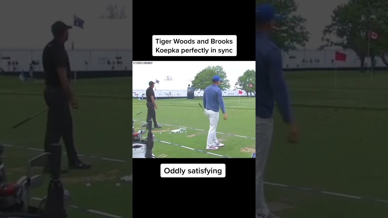 Tiger Woods and Brooks Koepka Perfectly In Sync
