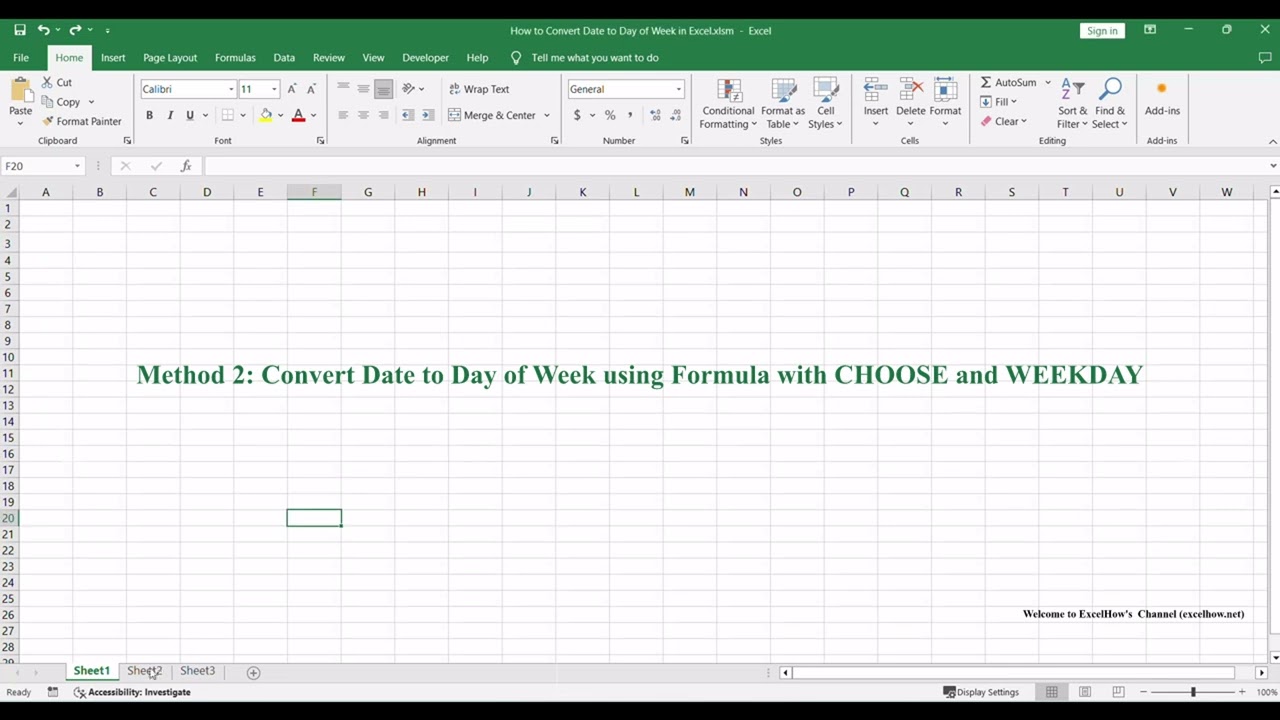 How To Convert Date To Day Of Week In Excel YouTube How To Convert Date To Day Of Week In Excel YouTube