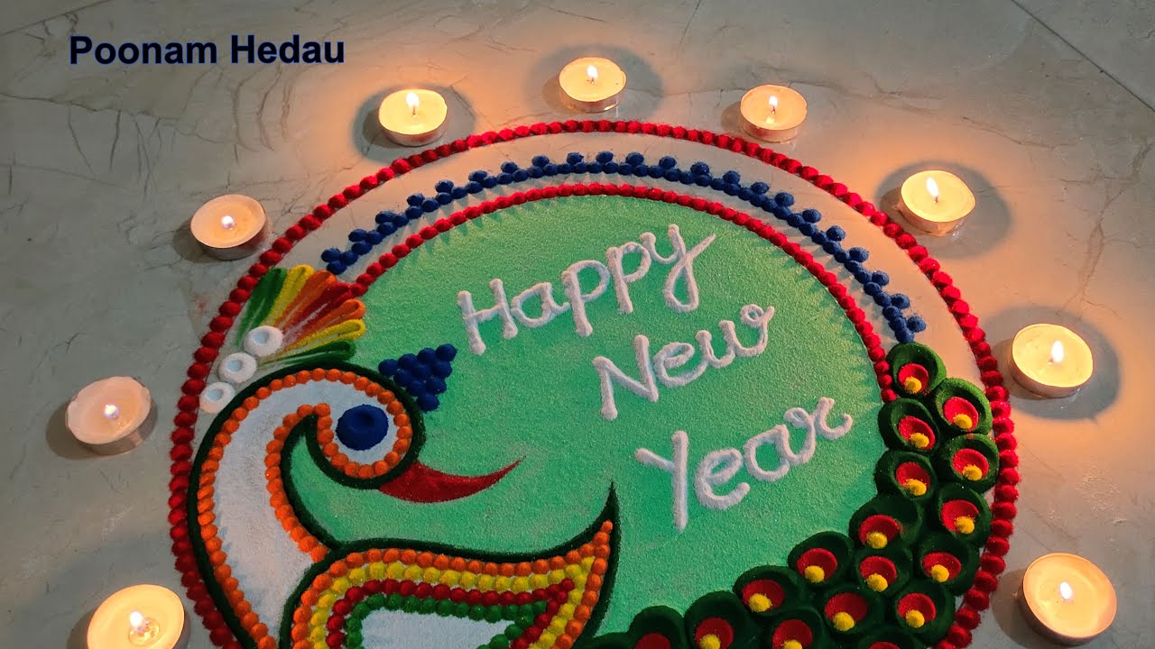 Happy New Year Rangoli 2022 | New Year Special Rangoli | New Year ...