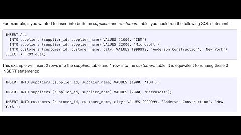 Insert All Command And Insert With Select Command In Oracle/SQL With Example