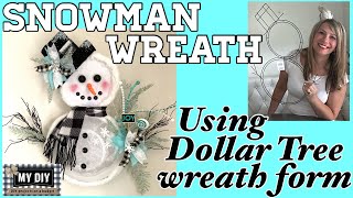 DOLLAR TREE SNOWMAN WREATH |  SNOWMAN WREATH FORM | SNOW GLOBE WREATH!