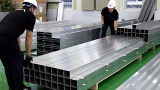 Process of making an electric terrace pergola with high-strength aluminum. Korean roof factory